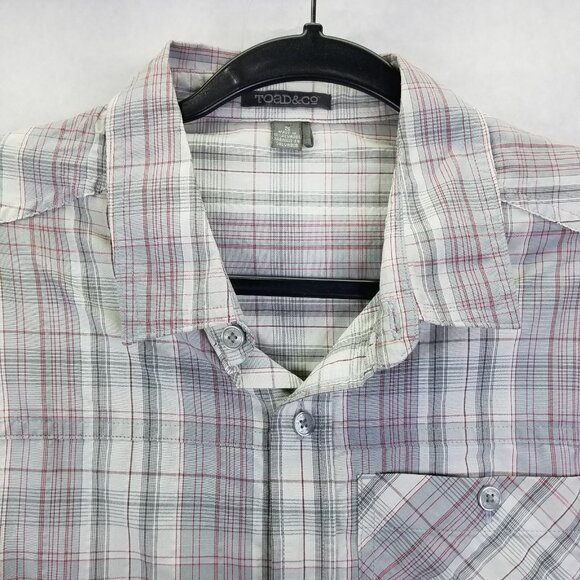 Toad & Co Surveyor Shirt Men's S Grey Plaid Button Up Camp Sleeve Outdoor Hike - Picture 5 of 16